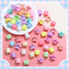 VENOFEN 60PCS Colorful Hair Beads Mini Star Hair Claw Clips Plastic Pony Beads Loc Dreadlock Bead Small Clips for Girls Toddler Cute Hair Accessories