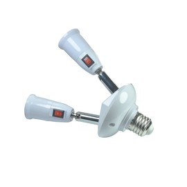 YCSSSD 360 Degrees Adjustable 2 in 1 E26/E27 Splitter Socket Adapter, Standard LED Bulbs Extender 180 Degree Bendable Extension with Independent Switch Control Light Bulb Socket Outlet Adapter.