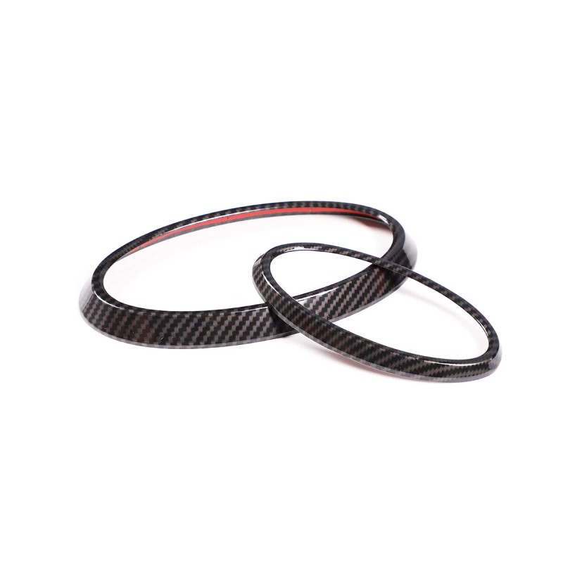 car-attention Carbon Fiber Front Rear Emblem Badge Logo Trim 2PCS