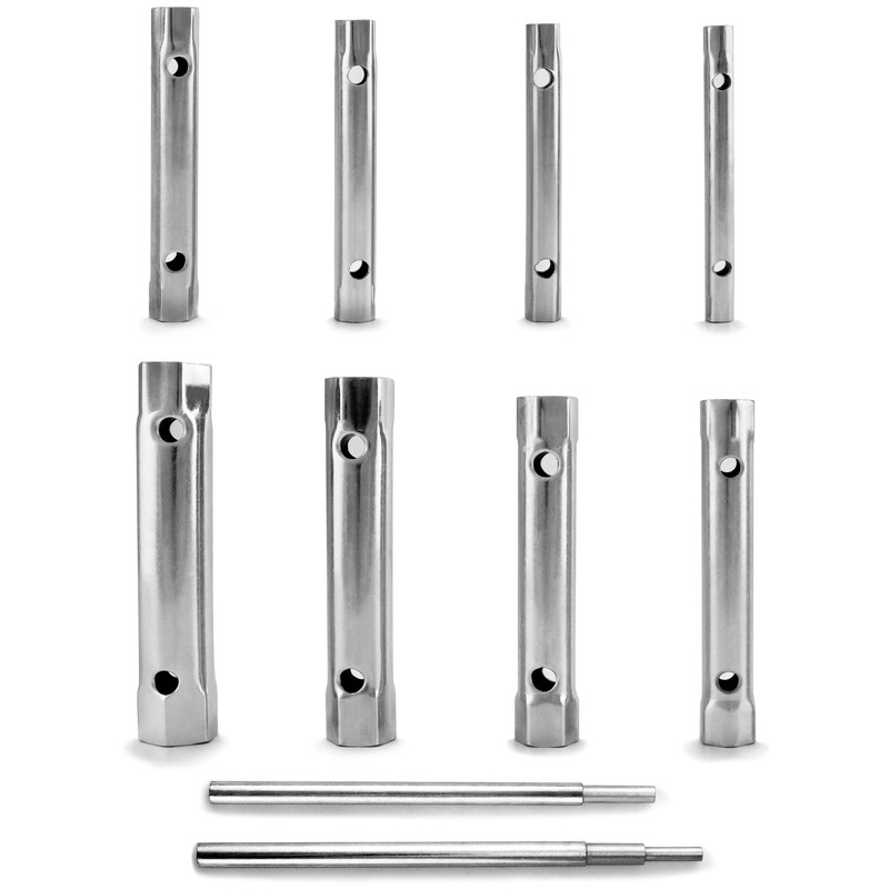 QWORK 10-piece tubular socket spanner set, socket wrench, spark plug