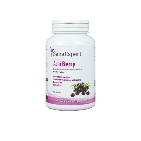 SanaExpert Acai Berry, Supplement with Pure aÃ§aÃ­ Berry Extract and antioxidants, Vegan, no additives and Made in Germany, 120 Capsules (1)