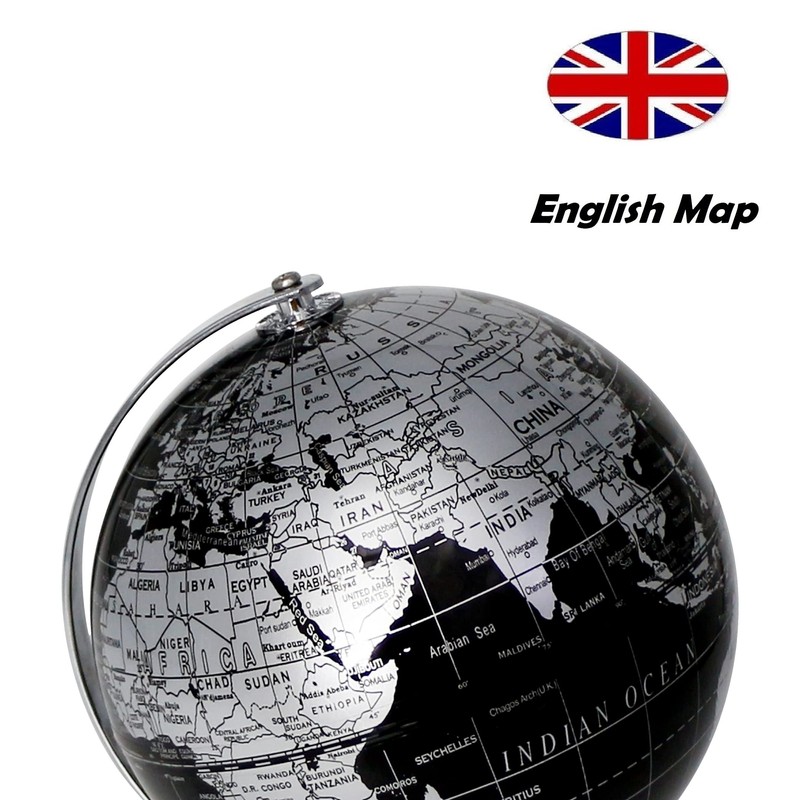Topglobe 14 cm Metallic Globe - English Map - Educational/Geographical/Decoration
