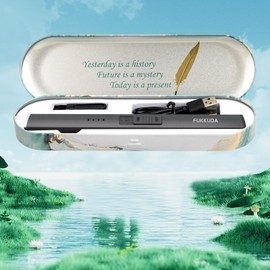 FUKKUDA Electric Candle Lighter with Gift Box - USB Rechargeable Windproof & Flameless Plasma Arc Lighter for Candles, Ocean Box Obsidian Black