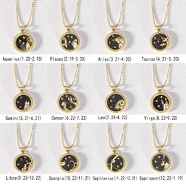 COLORFUL BLING 2 Pcs Zodiac Coin Necklace 12 Constellation Bright Day and Black Night 14K Gold Plated Round Pendant Astrology Horoscope Necklace Gift for Women - Scorpio