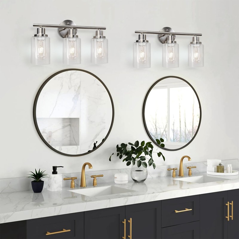 Unicozin 3 Light Vanity Lights, Brushed Nickel Wall Sconce Light