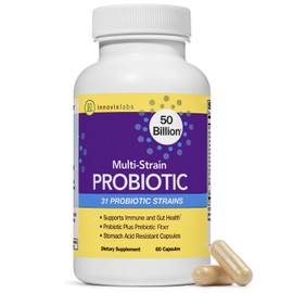 InnovixLabs Multi Strain Probiotic Supplement - 50 Billion CFU, Adult Probiotics for Women & Men for Digestive, Gut Health, IBS - Lactobacillus Acidophilus Prebiotics and Probiotics Pills, 60 Capsules