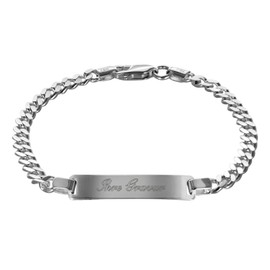 trendor 88612-21 Men's Engraved Bracelet 925 Silver Curb Chain with Name Including Desired Engraving 21 cm Fashionable Engraving Jewellery for Men Gift Idea, Sterling Silver, No Gemstone
