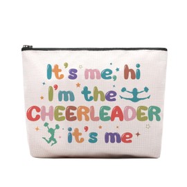 CEASQVAA Cheerleading Gifts Makeup Bag, Gifts for Cheerleaders, Cheer Bag Stuff, It's Me Hi I'm The Cheerleader Cosmetic Bag, Cheerleading Teammate Gift for Women