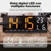 Reloj Digital Royemai Rectangular Negro con Termómetro y Alarma para