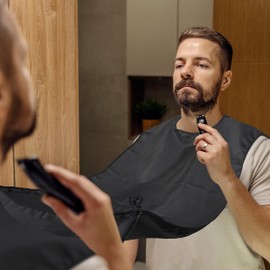 Relaxdays Beard Apron Set of 2 Razor Bibs with Suction Cups Velcro Fastening Catching Beard Hair Height 125 x 70 cm Black