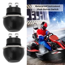 EMSea 2pcs 12V Waterproof Momentary Push Button ABS Horn Button DC12-24V 10A 2 Contacts Waterproof Switch for Use in Automobiles and Motorcycles Black