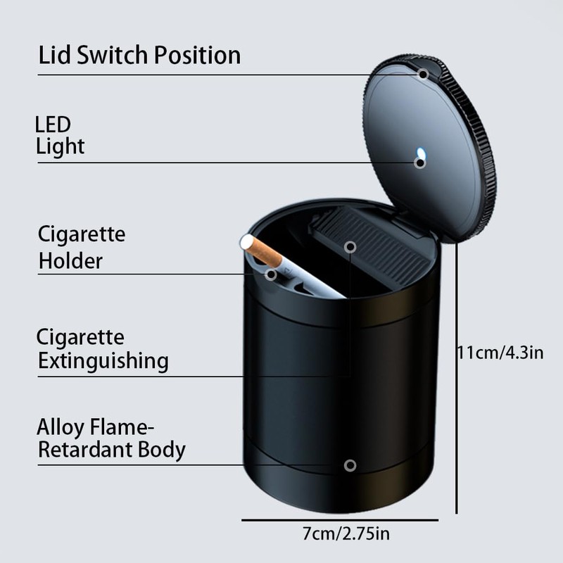 Tmengdao Car Ashtray with Lid Smell Proof,Smokeless Ashtray for Cup