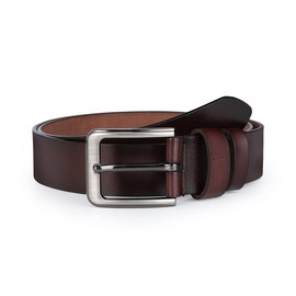 Vrlegend Leather Belt Men's 110-175 cm. Leather Jean Business Metal Retro Denim Belt Full Cowhide Leather 38 mm. Width - brown, size: 120