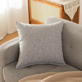 Haguko 40x40 Linen Texture Nordic Peach Skin Soft Touch Throw Pillow Cover Throw Pillow Case Cushion Cover Throw Pillow Cover Gray 2 Pack