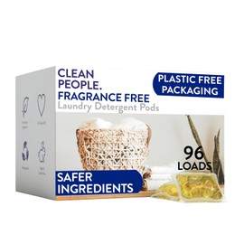The Clean People Fragrance Free Laundry Detergent Pods - Hypoallergenic Laundry Pods - Ultra Concentrated, Recyclable Packaging, Stain Fighting - Fragrance Free, 96 Pack