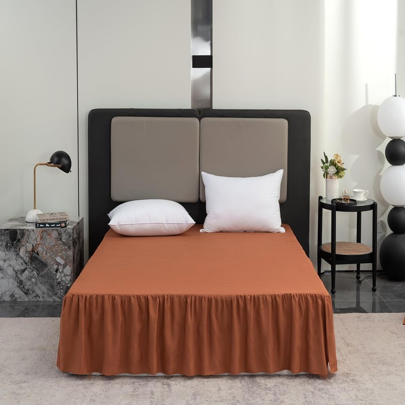 Terracotta Bed Skirt - King Size, 12 Inch Drop, Ruffled