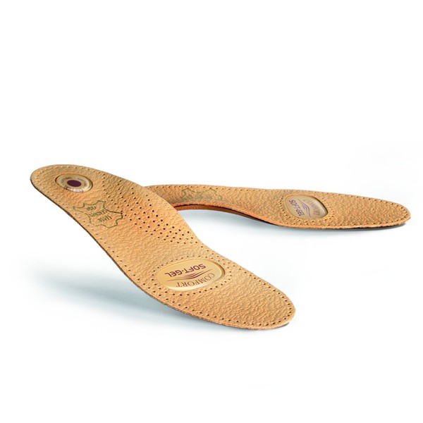 Leather Orthotic Shoe Insoles, High Quality Insoles with Gel Pad for Men and Women, Kaps Relax Gel, All Sizes (42 EUR)
