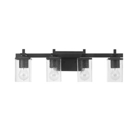 Globe Electric 52089 Dakota 4-Light Vanity Light, Matte Black, Seeded Glass Shades