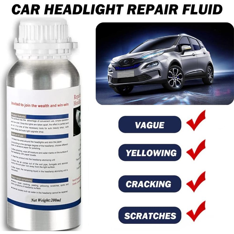 Ghguole 200ml Car Headlight Restoration Liquid, Headlight Restoration Kit Refill