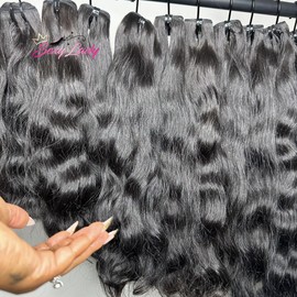 Real Raw Vietnamese Human Hair Extension Silky Straight Bundle Hair Natural Wave Burmese Curly Cambodian Hair Vendor Girl Giftstyle: natural wave 1 piece, color: natural black, Stretched Length: 22"