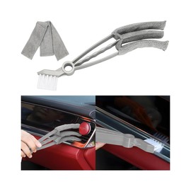 Norkmdi Mini Duster for Car Air Vent, Vehicle Air Conditioner Cleaner & Brush with Cloth for Keyboard, Automotive Dust Collector Cleaning Cloth Tool, Universal for SUV Sedan Truck (Gray)