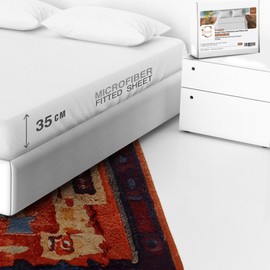 Cottonople Single Fitted Sheet, Brushed Microfiber, White, Single Sheet (90 x 190 + 35 cm) with 1 Pillowcase, Ultra Soft Breathable Fitted Sheet, Hypoallergenic, Fade Resistant