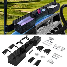 LEAPGOMAX Golf Cart Basket Front Inner Fit EZGO TXT & RXV, Club Car Precedent&DS (2000 up) Golf Carts, Heavy Steel Mesh Durable Golf Cart Storage Tray Dash Organizer