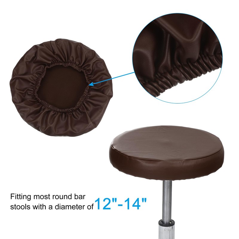 PATIKIL Stool Covers Round 3 Pack PU Leather Elastic Bar