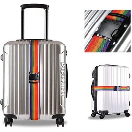 4 Pcs Adjustable Luggage Straps Rainbow Safety Buckle Strap for Suitcases - Outdoor Backpacks, Goods Strapping