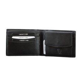 KORUMA RFID Leather Men`s Bifold Wallet with Coin Pocket and TAP&GO® Feature - Gift Boxed KUK-36SNBL Shiny Black