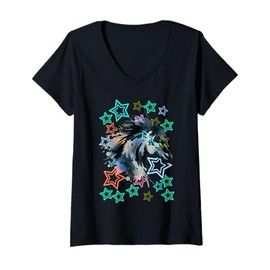 Womens Retro 60s Horse Head Horse 80s Girls Women Child V-Neck T-Shirt