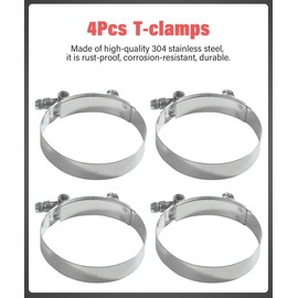 Zlirfy 4PCS T-Bolt Hose Clamps,Stainless Steel Intercooler Pipe Tube Clamps,Turbo Pipe Clamps,Adjustable Turbo Intake Intercooler Hose Clamp,Suitable for Intake system,Intercooler (4 Pcs, 3.5")
