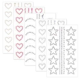 LXUEJIE 5 Sheets Face Gems Face Jewels Stickers, Face Rhinestones Star Heart Self Adhesive Hair Gems Face Jewel Stickers for Women Face Eyes Makeup Festival Accessory and Nail Art Decorations