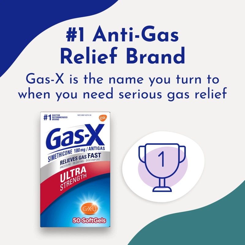 Gas X Ultra Strength Softgels 180 mg 50 Count Fast