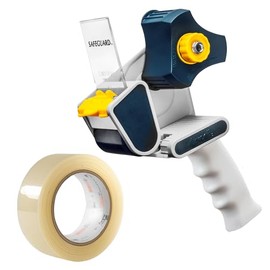ICO by Excell Safeguard Dispensador de cinta de embalaje, pistola de cinta de 2 pulgadas de ancho con tecnología Pushflap para un embalaje sin esfuerzo, sellado de caja y cartón, incluye 1 rollo de
