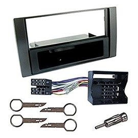 Sound-way Single DIN Car Radio Frame Installation Kit, 1 DIN Front Panel Frame, Quadlock ISO Connector Cable, Antenna Adapter, Release keys, compatible with Galaxy, Fiesta, Focus, C-Max, S-Max, Transit