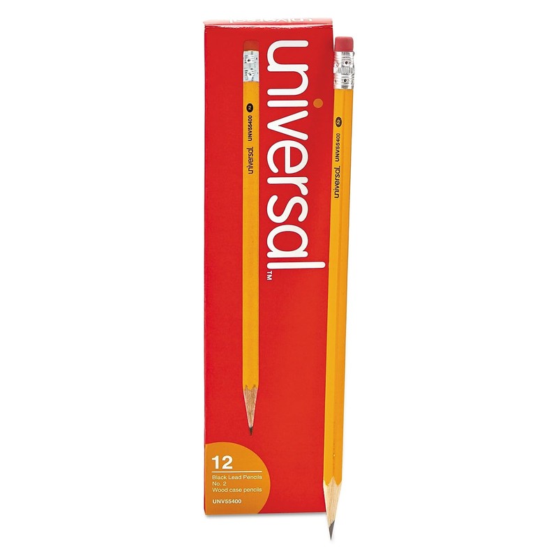 Universal UNV55400 HB #2 Woodcase Pencil - Black Lead/Yellow Barrel
