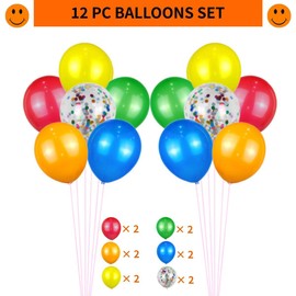 Building Blocks Party Decorations, Building Blocks Party Supplies, Plates and Napkins Set for 16 Guests, Balloons, Tableware, Cutlery, 133pcs