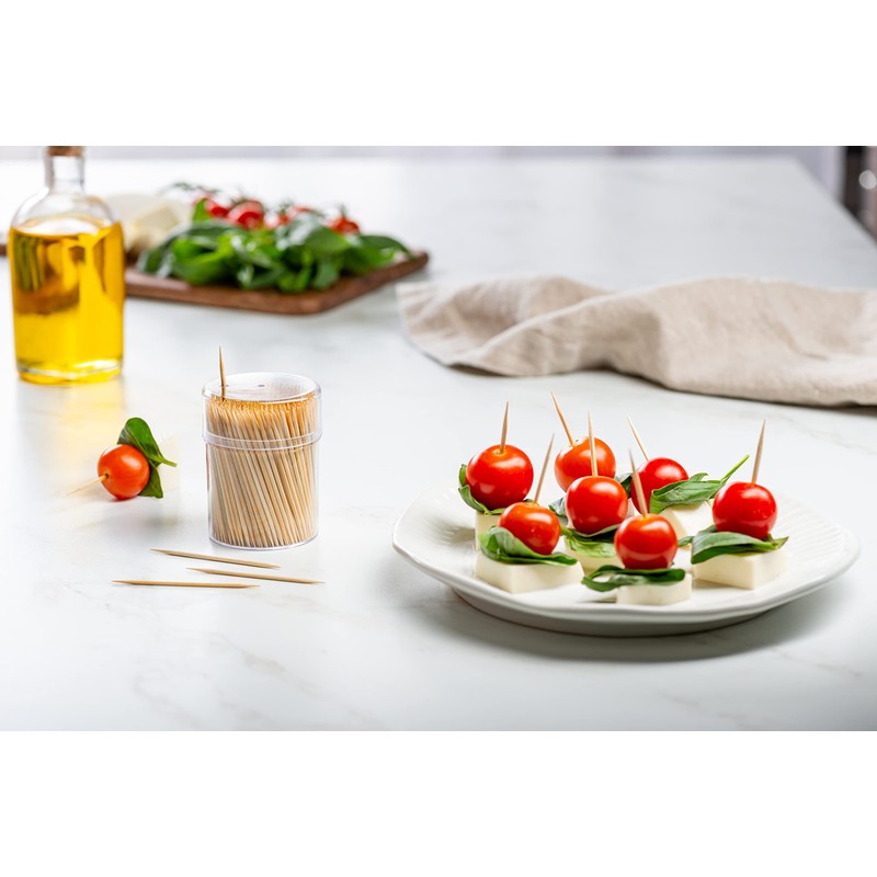 GUSTO [2000 Count] Bamboo Wooden Toothpicks - Wood Round Double-Points