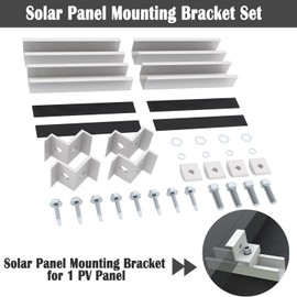 Aurinktron 1 x Solar Module Bracket Kit, 12 cm Aluminium Rail Mount & Anodised 30-35 mm Adjustable End Clamps and Accessories, for Solar Panel Bracket, Flat Roof Mounting on Trapezoidal Sheet Metal