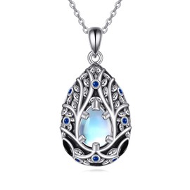 YAFEINI Evil Eye Necklace 925 Sterling Silver Amulet Moonstone Pendant Chain Spiritual Protection Moonstone Jewellery Gifts for Women Men (Evil Eye Chain), Sterling Silver, Moonstone