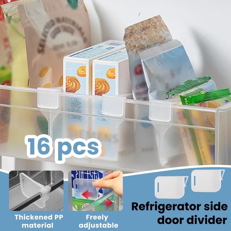 16 Counts Fridge Drawer Divider,Clear Refrigerator Organizer Bins Partition,Storage Baskets