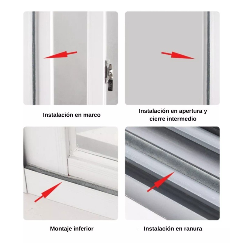 Estuchelandia 30m Tira Sellado 9x9mm Cepillo Cinta Polvera Puerta Ventana