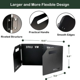 KeoPuals Stove Windscreen - Folding Camping Stove Windshield 4 Plates Stainless Steel Stove Windscreen for Outdoor, Picnic, Backpacking and Cooking Black