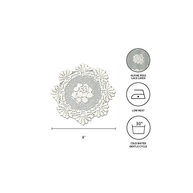 8" Alpine Rose Ecru Doily