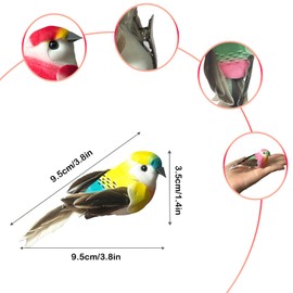 LWINGFLYER 6pcs Artificial Spring Birds Clip on Colorful Bird for Crafts Tree Ornaments Decoration Season Decor (Sparrow Birds)