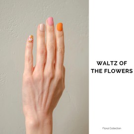 NAILOG Semi Cured Gel Nail Strips, 34 pcs Salon-Quality Gel Nail Stickers, Long Lasting Nail Wraps for Women with Soft Gel Finish | Waltz of The Flowers