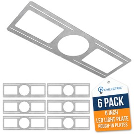 OHLECTRIC 6 Pack – New Construction Mounting Plate for 6 Inch LED Downlight – Slim Steel Rough in Plate/Bracket – Made of Galvanized Steel Recessed LED Light Plate -Slim Light Kit Bracket