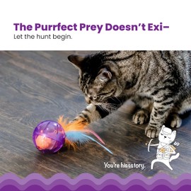 Catstages Hamster Ball Interactive Treat-Dispensing Ball Puzzle Cat Toy with Removable Squeaking Plush Hamster, Purple