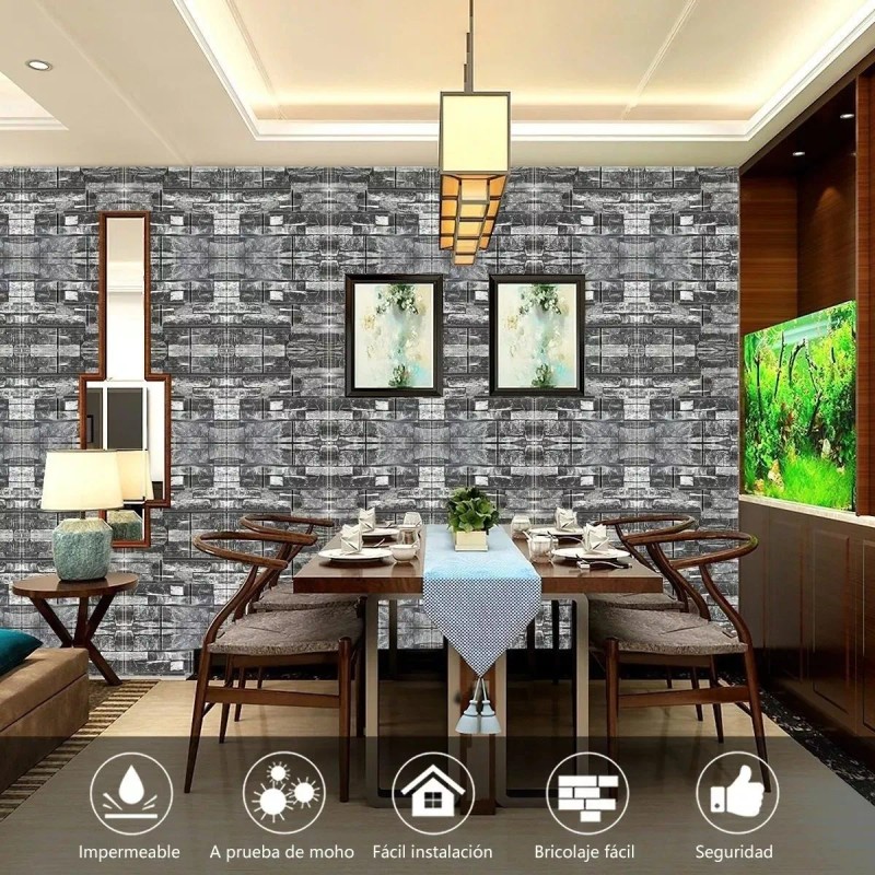 LH_Decor Papel Tapiz Pared 3d Piedra Panel Relieve Textura -